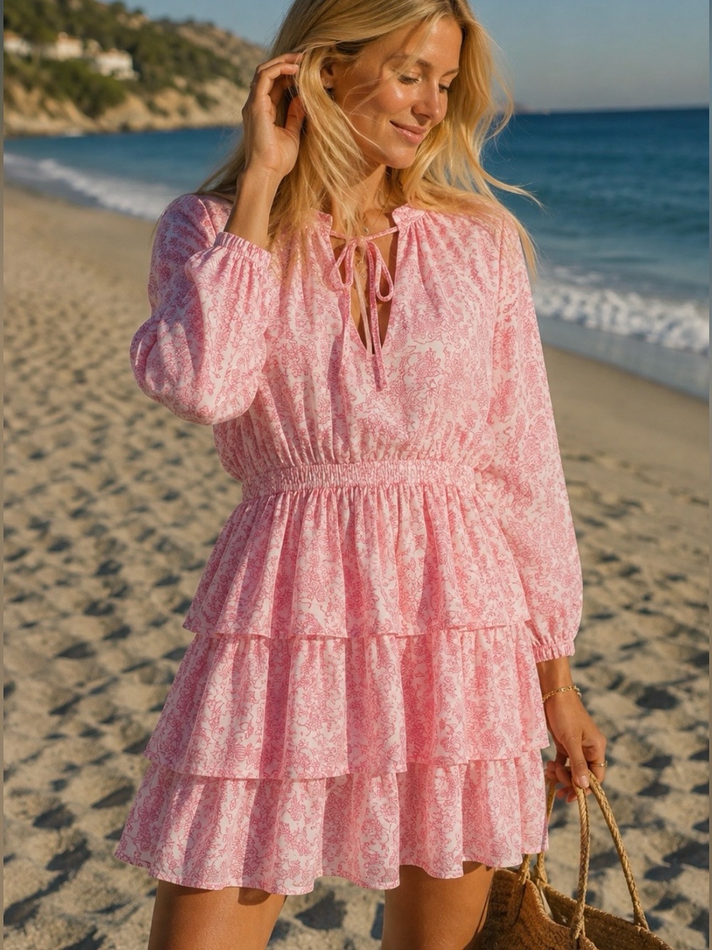 Roller Rabbit Pink Floral Tiered Dress – Size M – Brand New Condition 🌸
